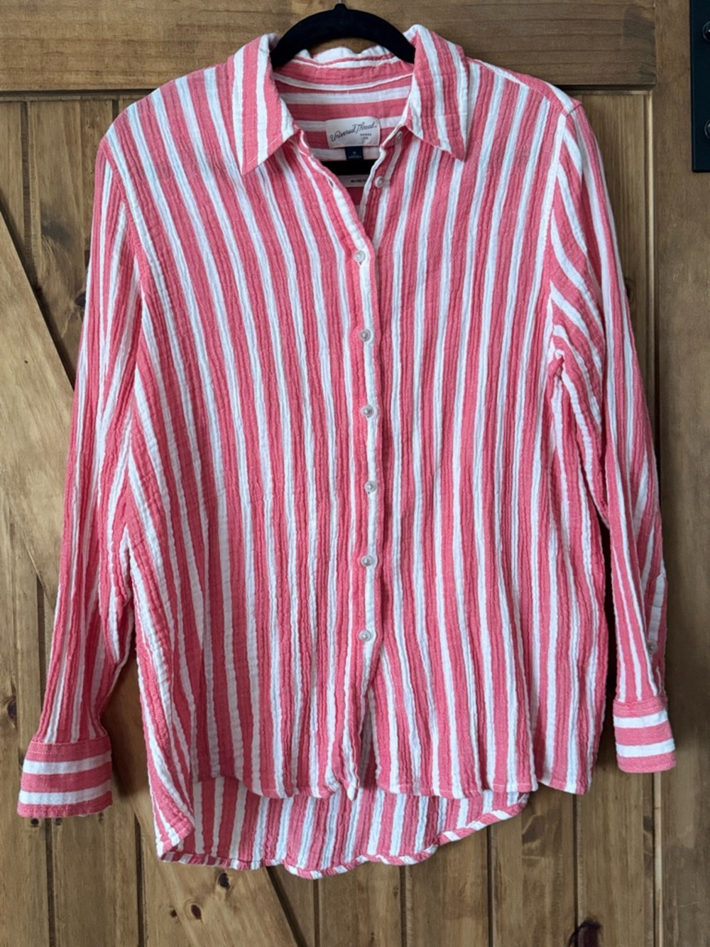 Universal Thread Button Up Stripped Shirt and Shorts Set